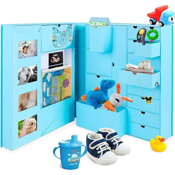 Baby Keepsake Box - Baby Memory Box - Baby Boy Girl Blue - Picture 6 of 12